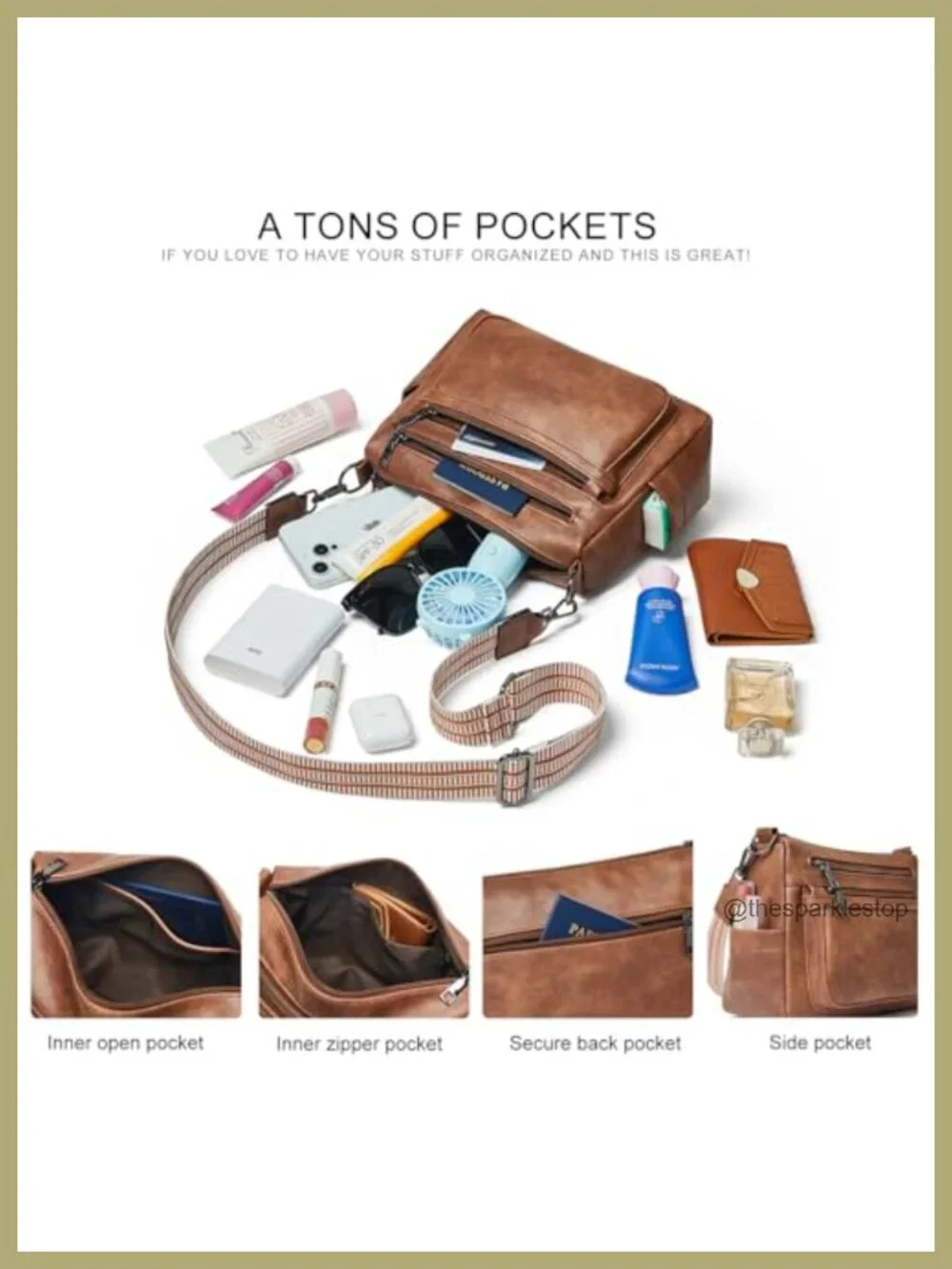 Large Faux Leather Crossbody Bag for Women, Multi-Pocket Lightweight Sling Purse